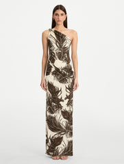 Oscar de la Renta Feather Jersey Maxi Dress