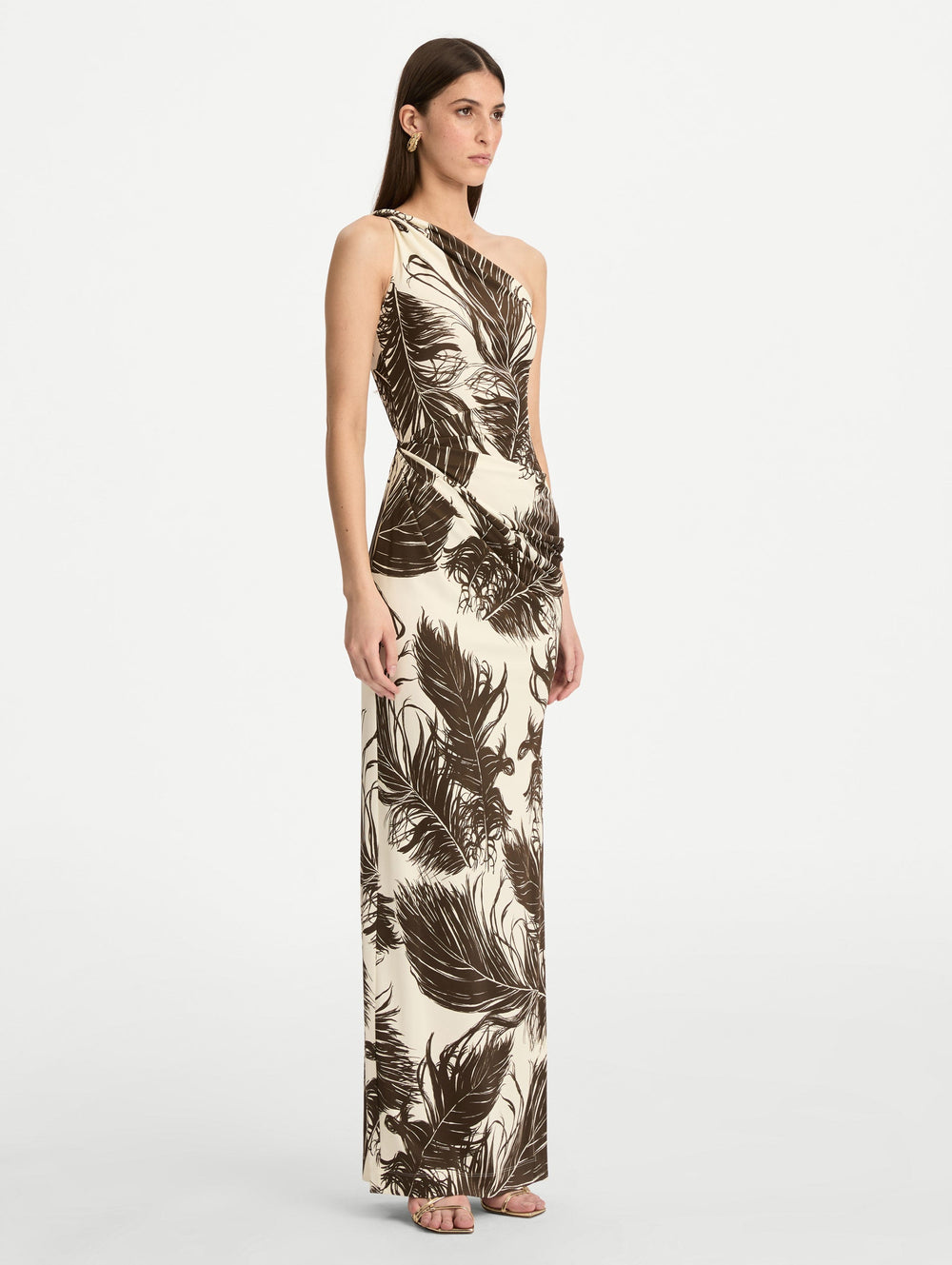 Oscar de la Renta Feather Jersey Maxi Dress