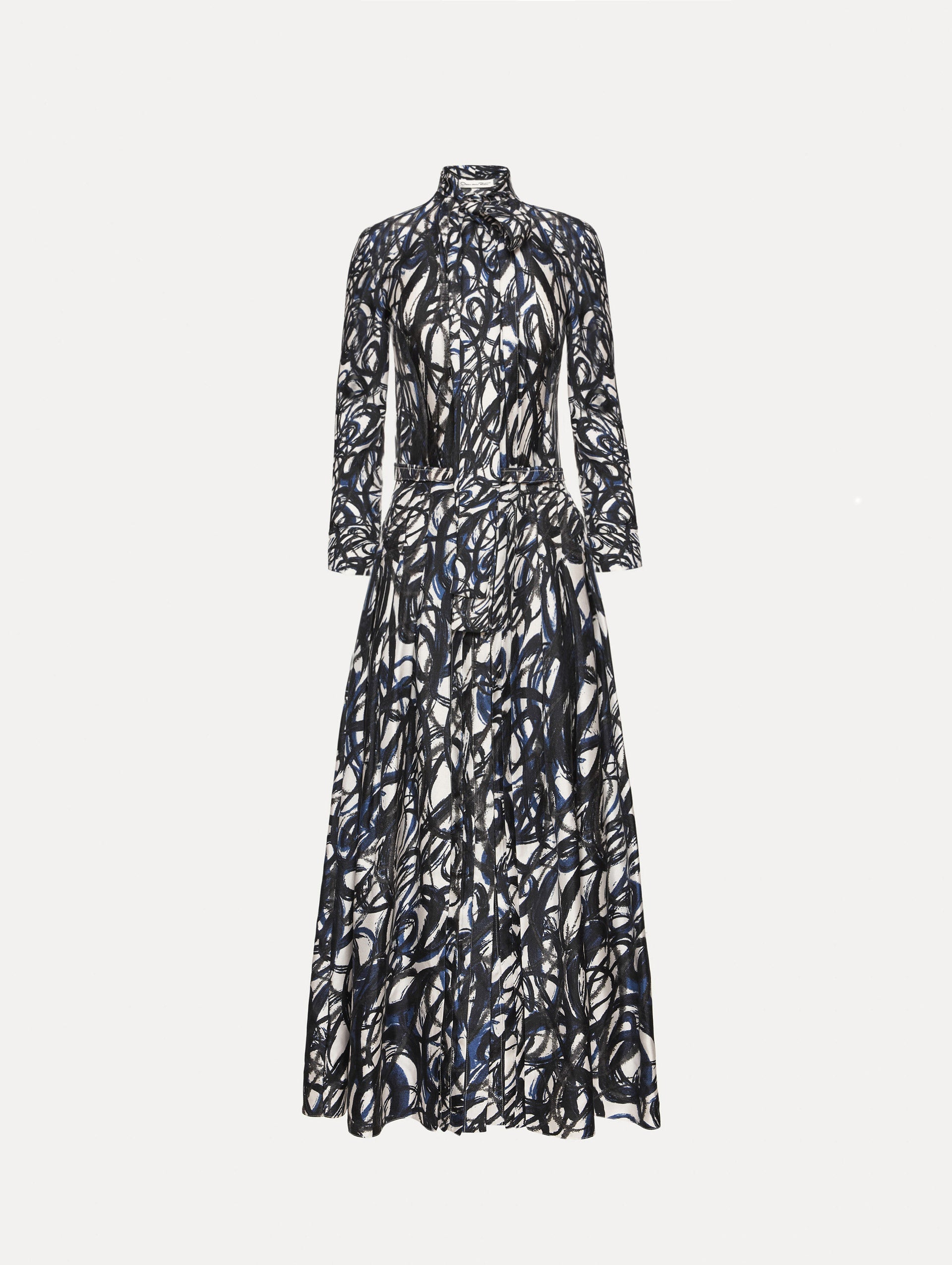 Oscar de la Renta Abstract Sketch Silk Twill Dress