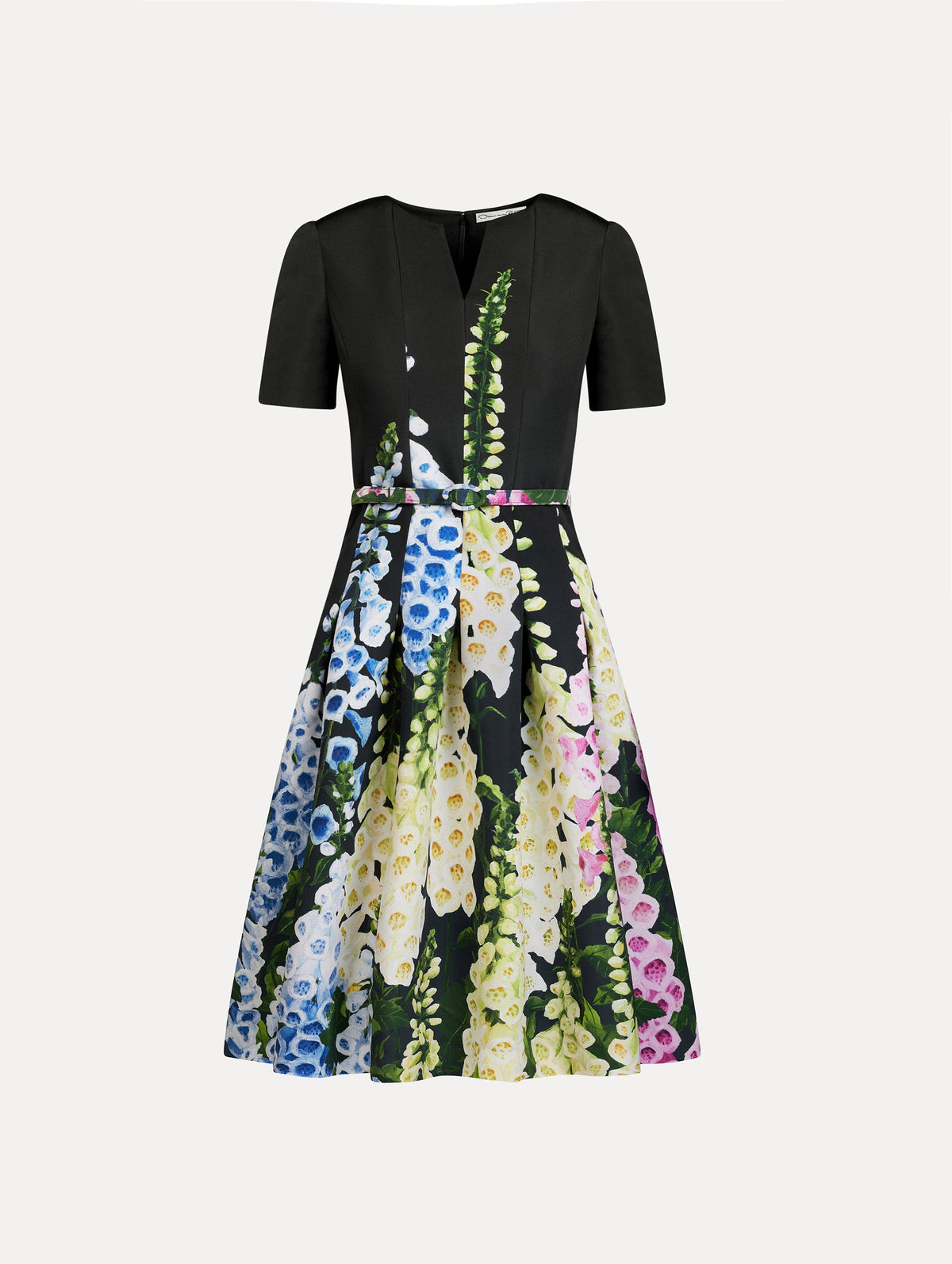 Oscar de la Renta Degradé Foxglove Split-Neck Dress