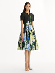 Oscar de la Renta Degradé Foxglove Split-Neck Dress