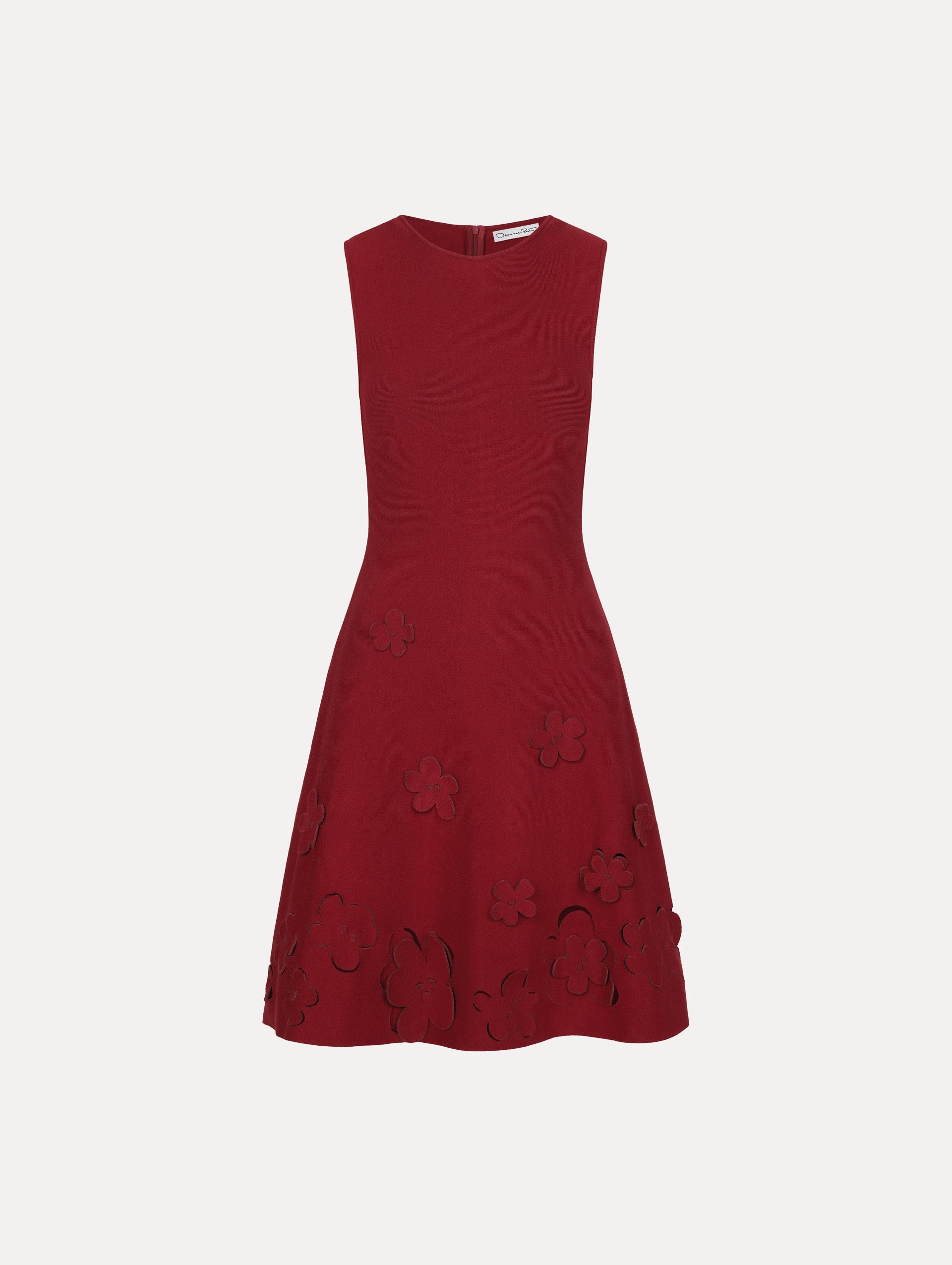 Oscar de la Renta Laser-Cut Floral Knit Dress