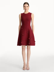 Oscar de la Renta Laser-Cut Floral Knit Dress