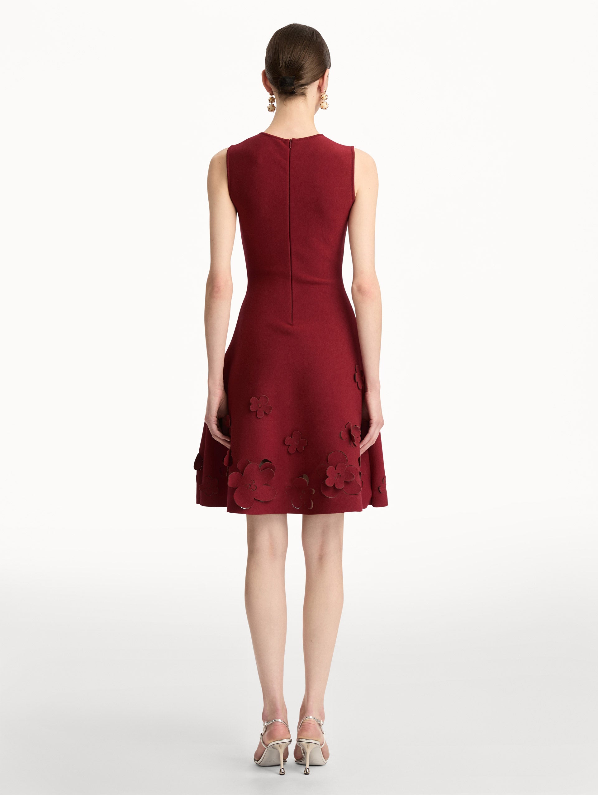 Oscar de la Renta Laser-Cut Floral Knit Dress