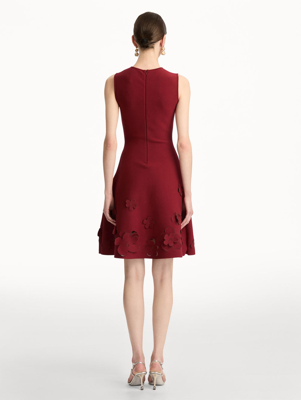 Oscar de la Renta Laser-Cut Floral Knit Dress