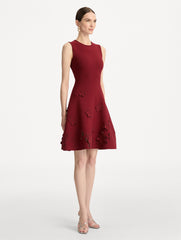 Oscar de la Renta Laser-Cut Floral Knit Dress