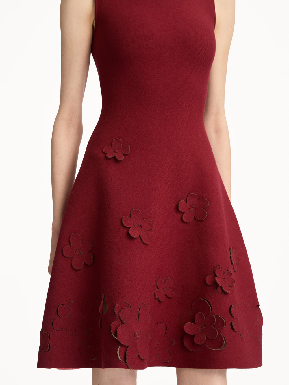 Oscar de la Renta Laser-Cut Floral Knit Dress