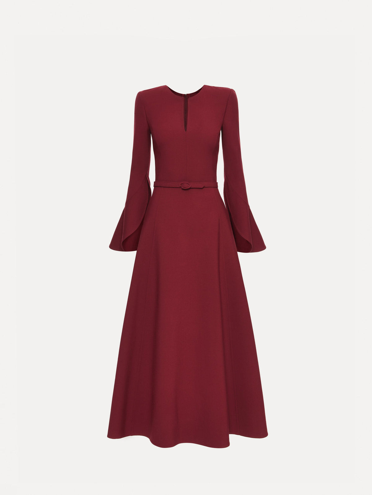 Oscar de la Renta Split Neck Wool Dress