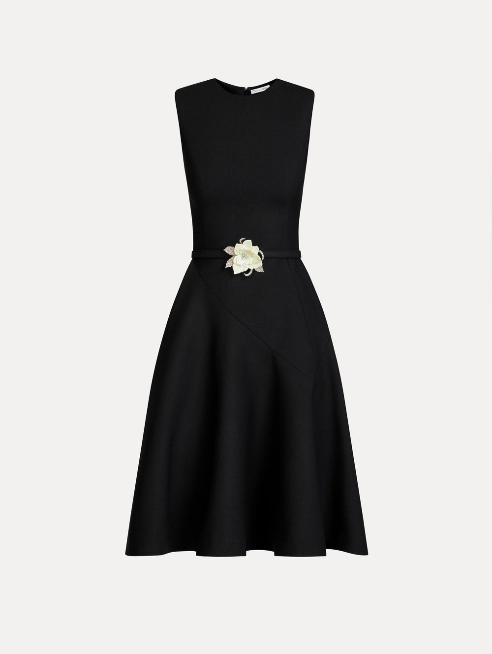 Oscar de la Renta Floral Belt Sleeveless Dress
