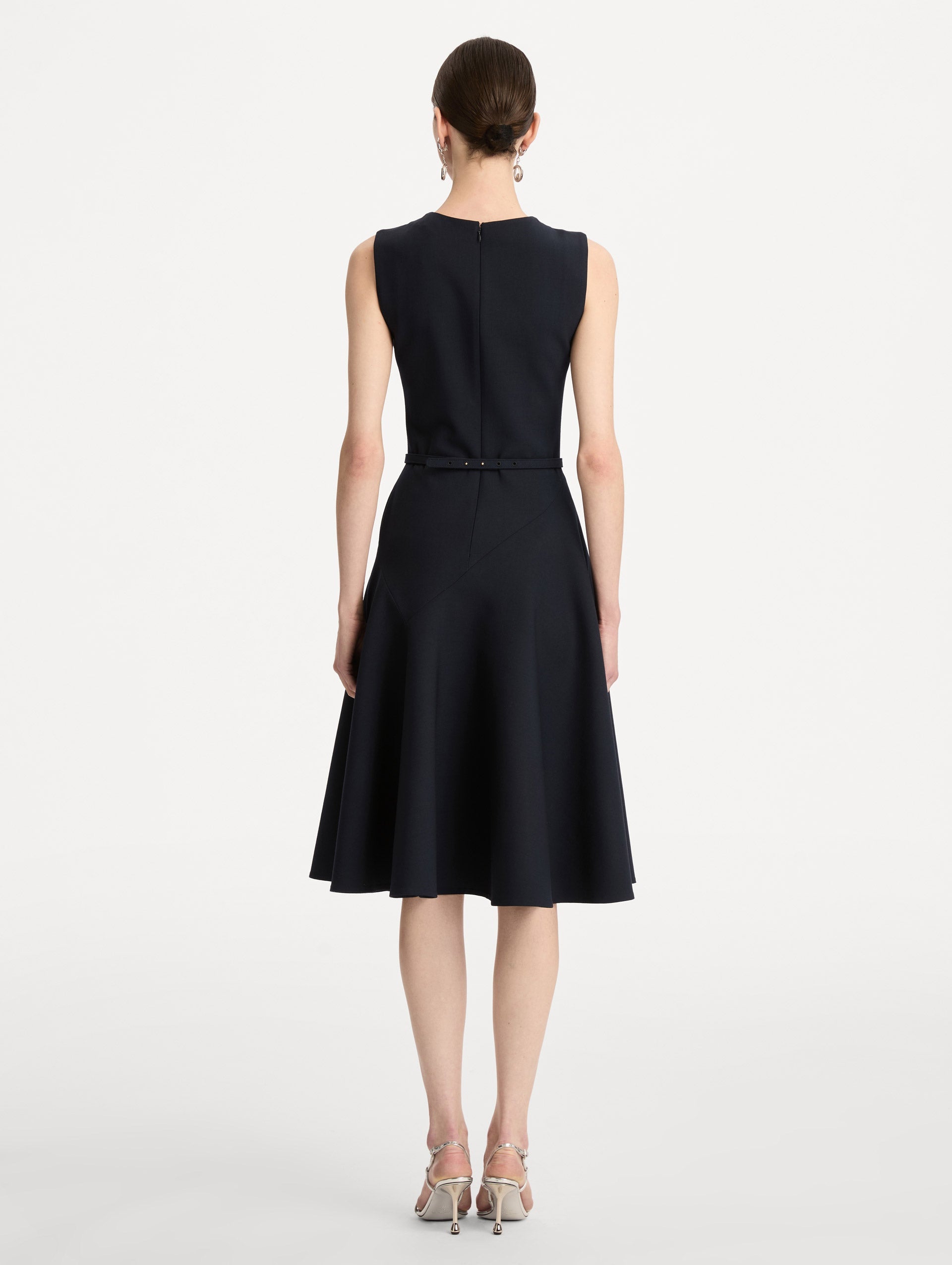 Oscar de la Renta Floral Belt Sleeveless Dress
