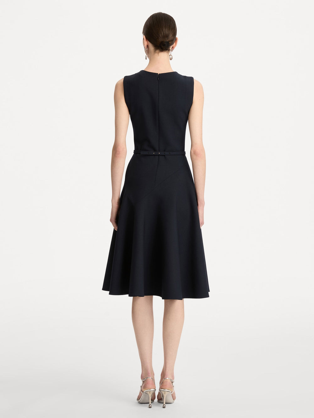 Oscar de la Renta Floral Belt Sleeveless Dress