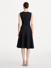 Oscar de la Renta Floral Belt Sleeveless Dress