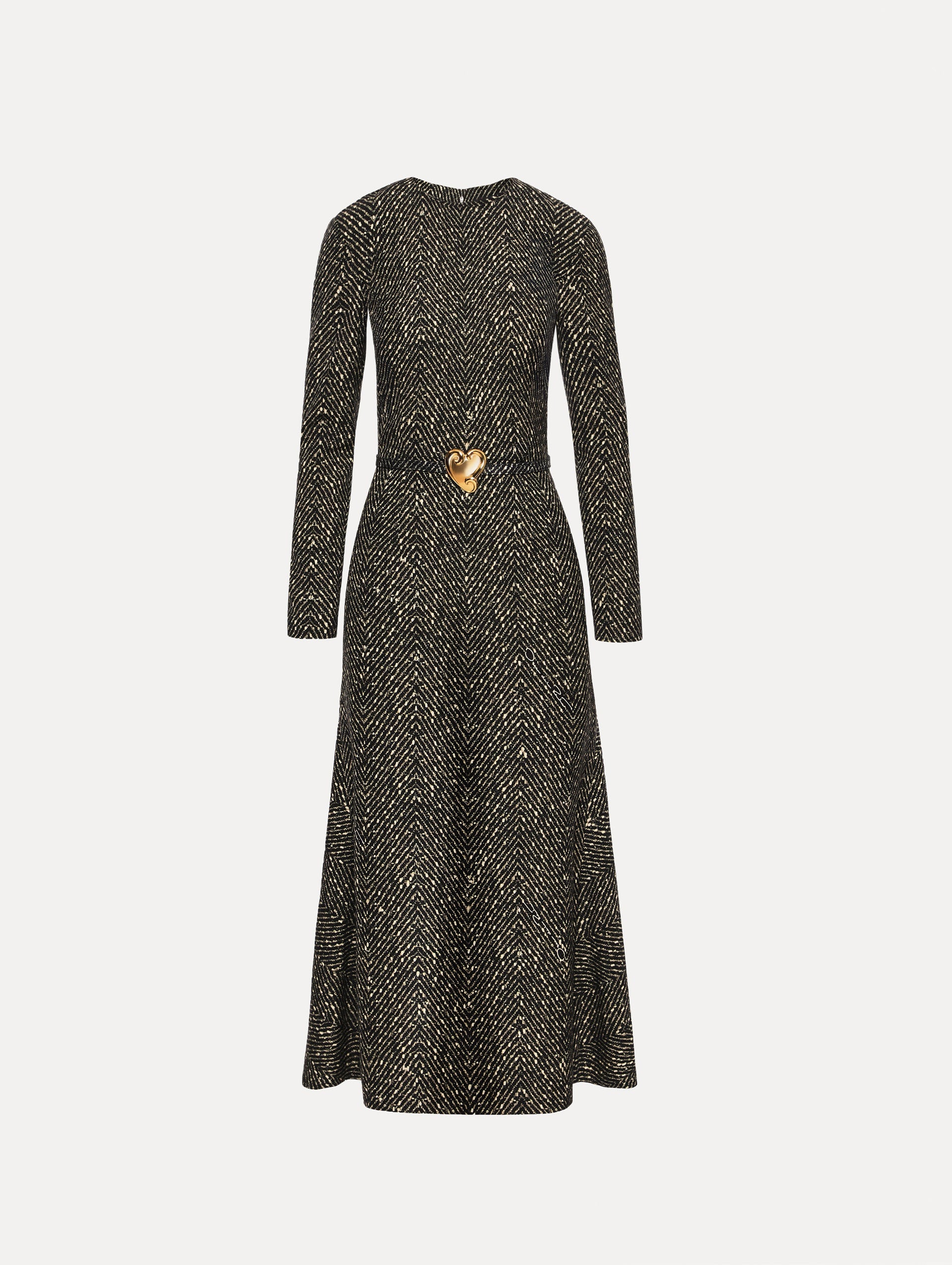 Oscar de la Renta Chevron Wool Dress