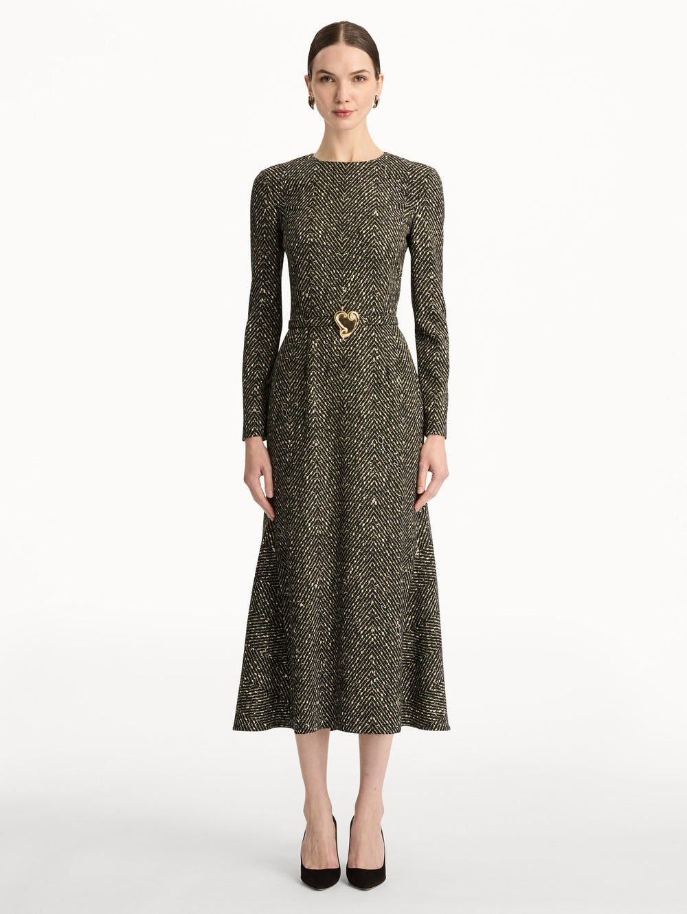 Oscar de la Renta Chevron Wool Dress