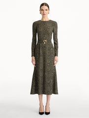 Oscar de la Renta Chevron Wool Dress