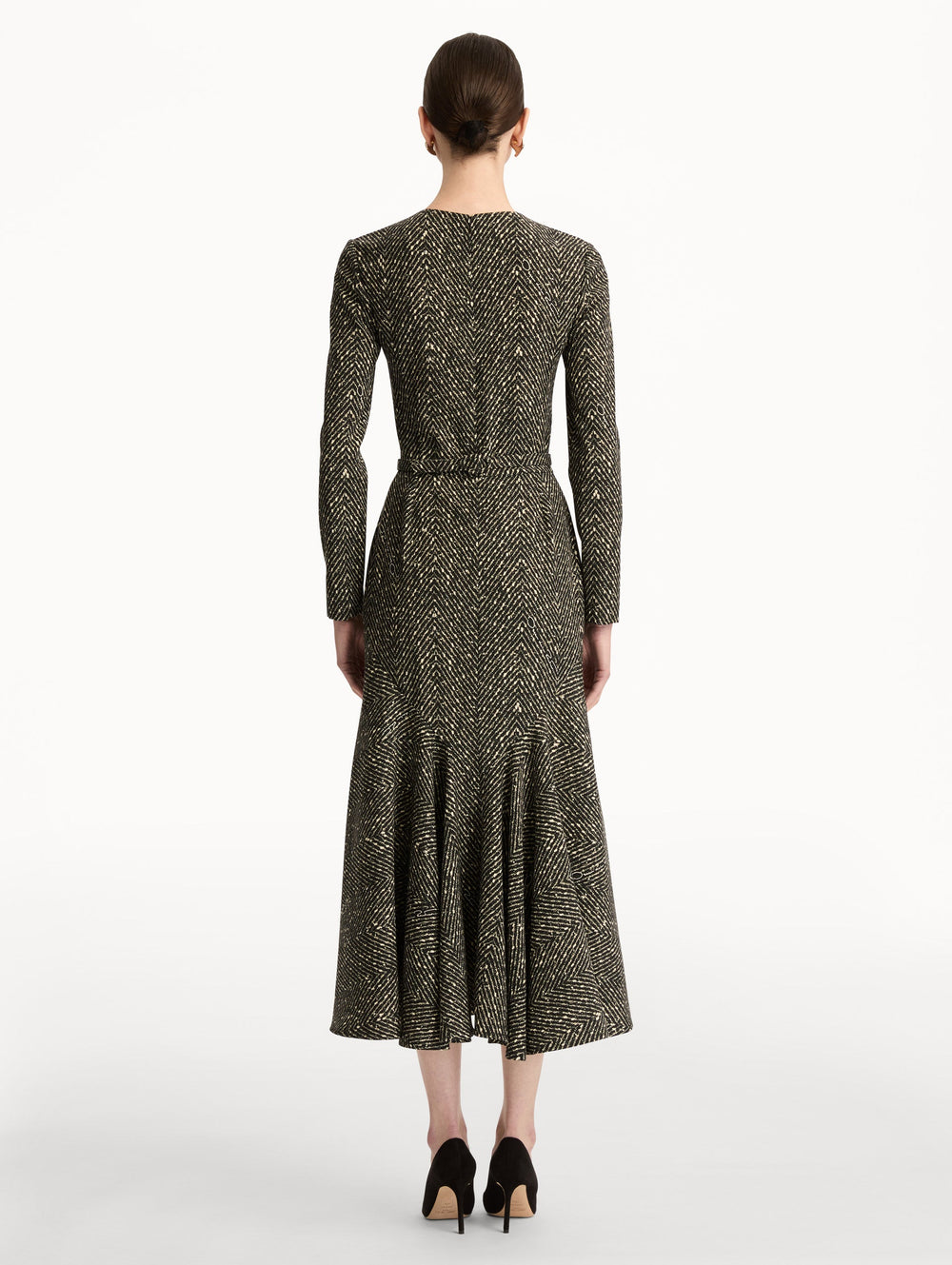 Oscar de la Renta Chevron Wool Dress