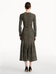 Oscar de la Renta Chevron Wool Dress