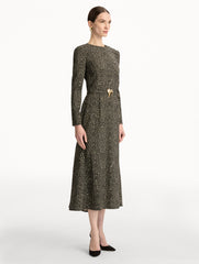Oscar de la Renta Chevron Wool Dress