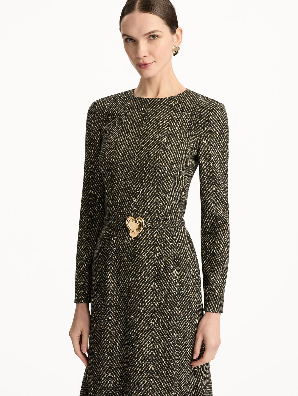 Oscar de la Renta Chevron Wool Dress