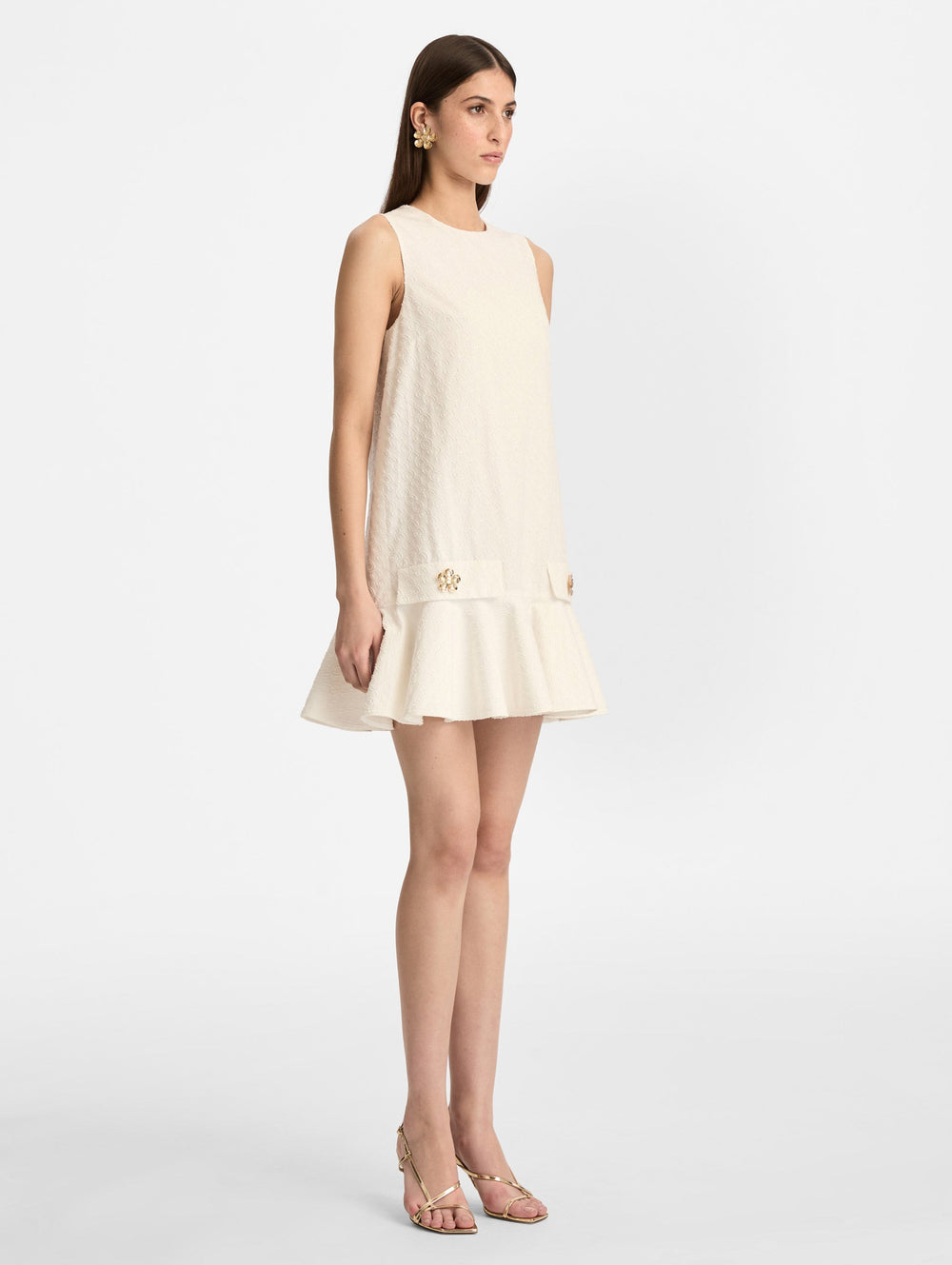 Oscar de la Renta Oscar Chain-Link Cotton Poplin Dress