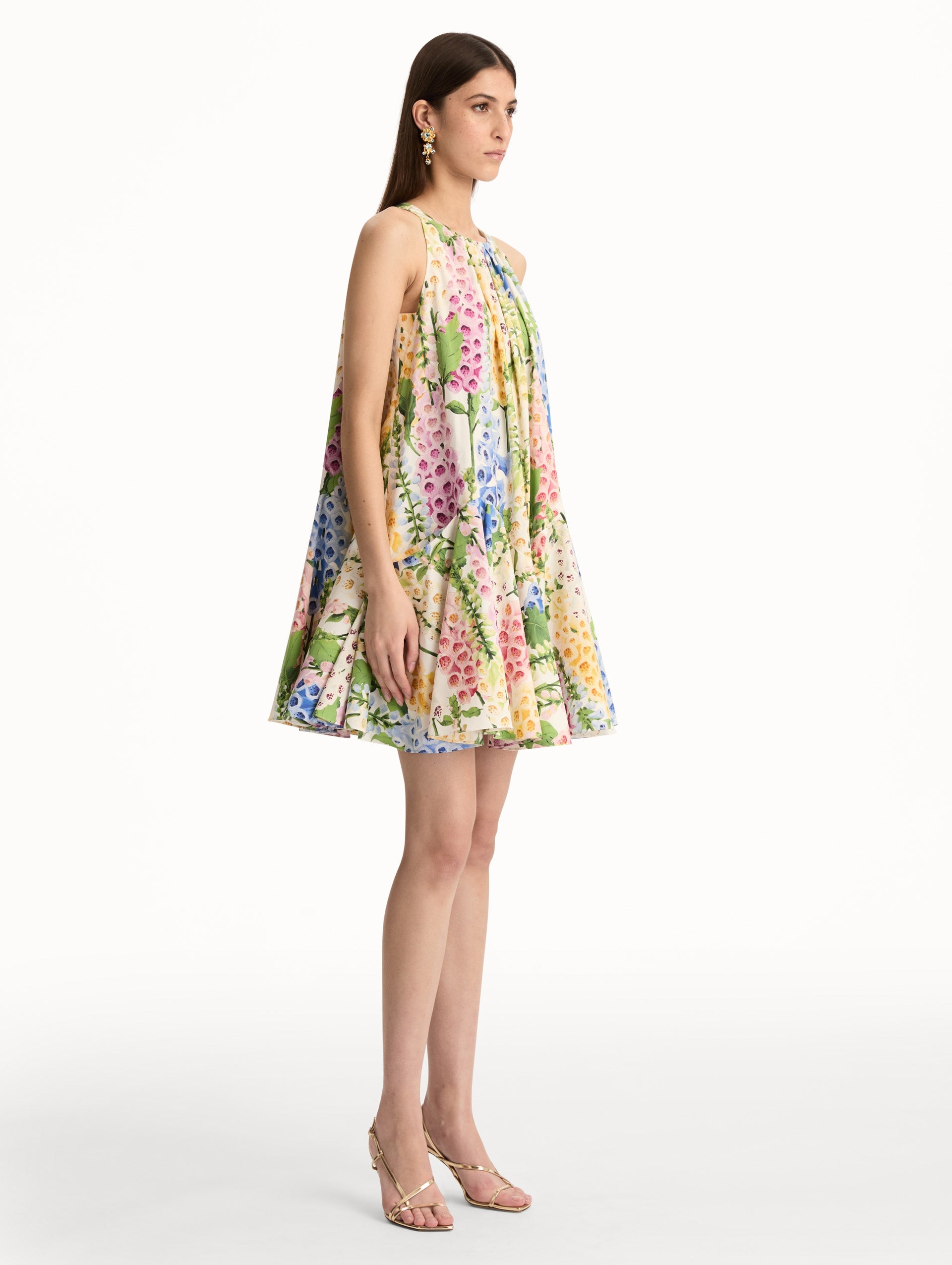 Oscar de la Renta Foxglove Cotton Poplin Trapeze Dress