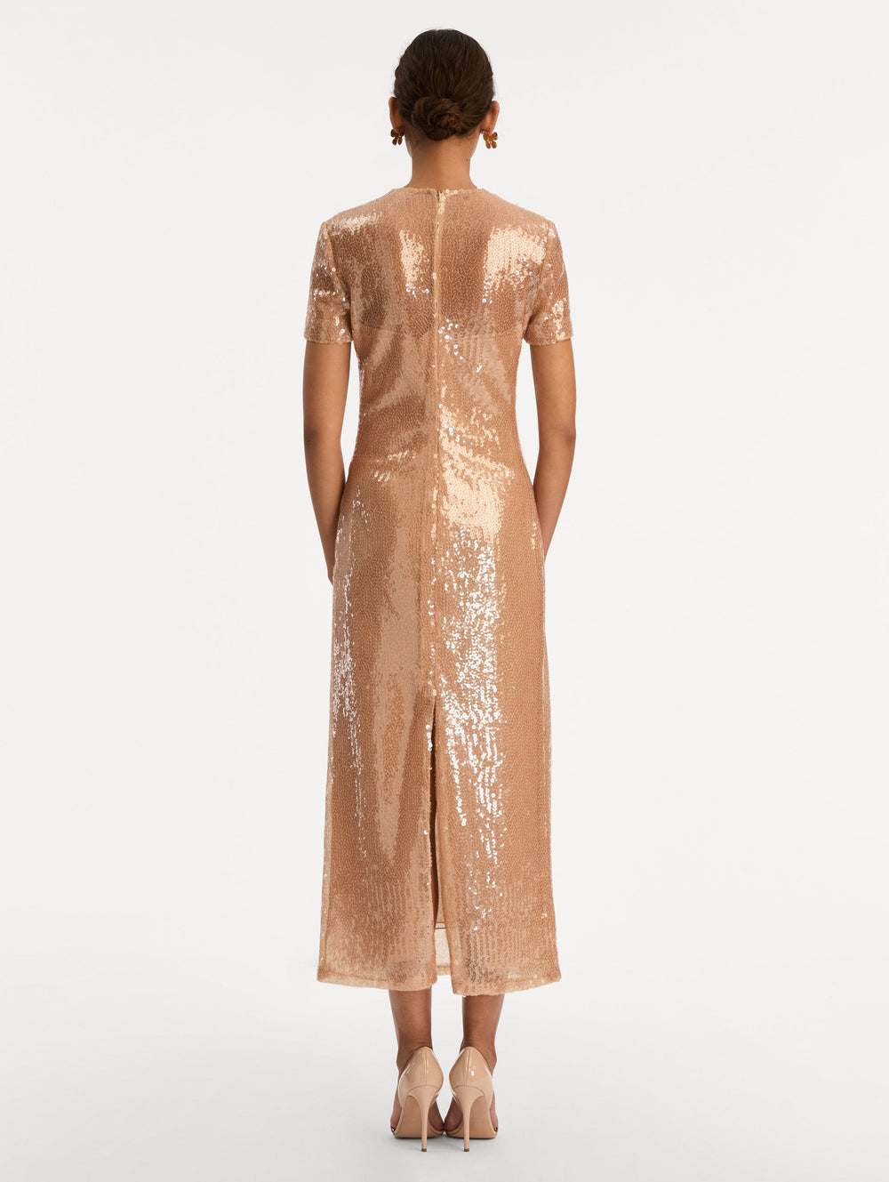 Oscar de la Renta Foxglove Embroidered Sequin Tulle Dress