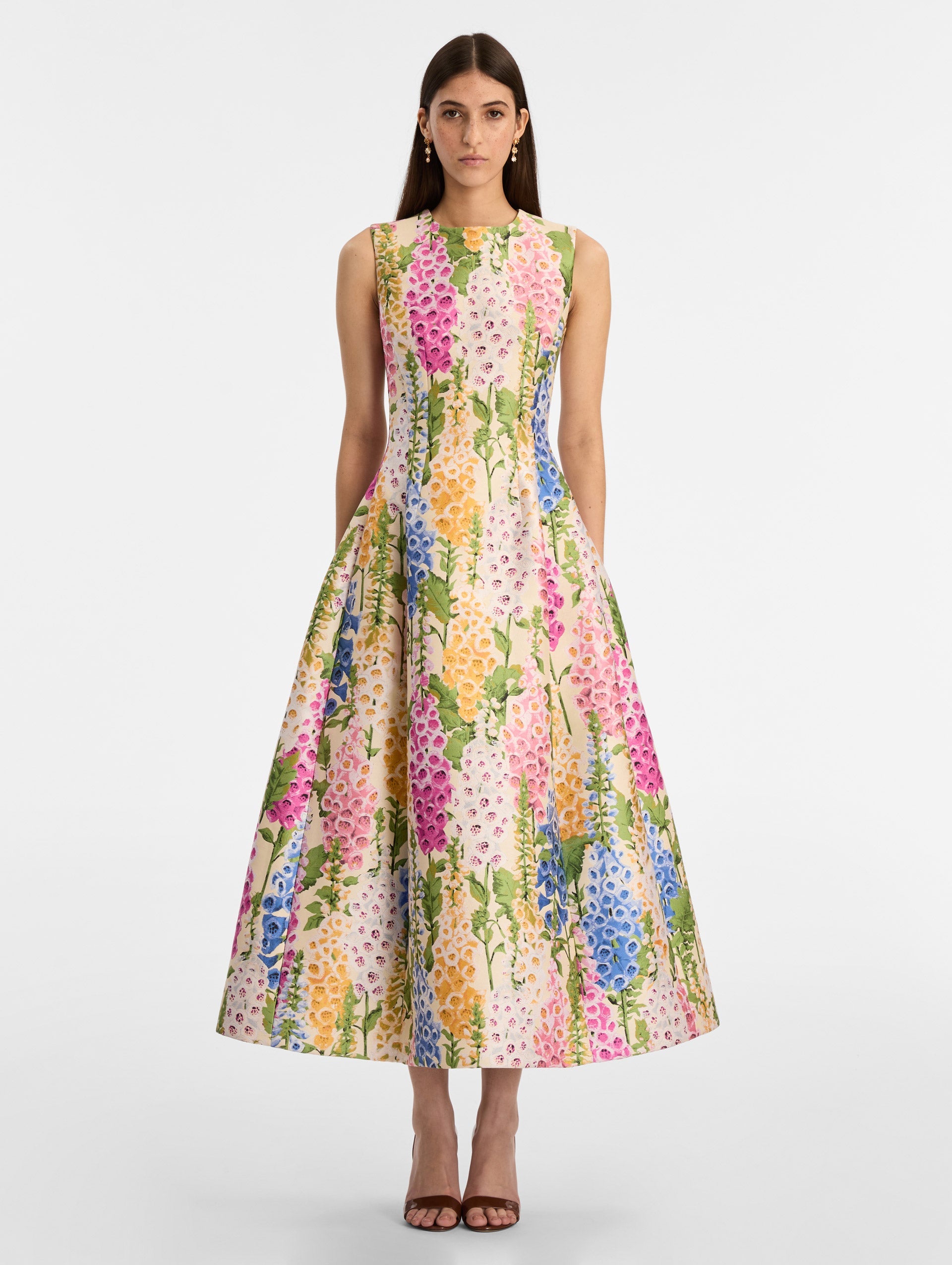 Oscar de la Renta Foxglove Jacquard Cocktail Dress
