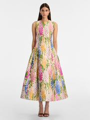 Oscar de la Renta Foxglove Jacquard Cocktail Dress