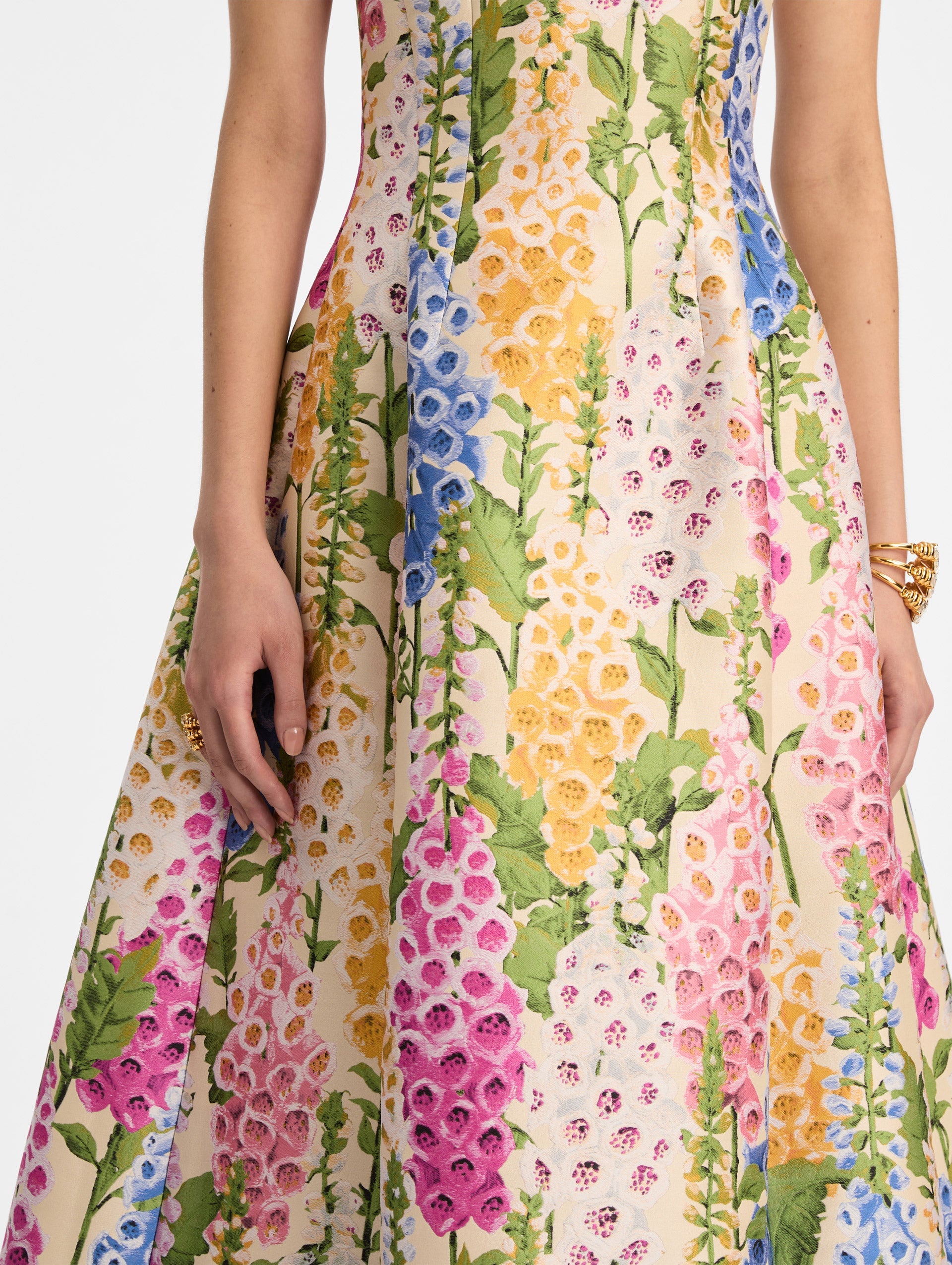 Oscar de la Renta Foxglove Jacquard Cocktail Dress