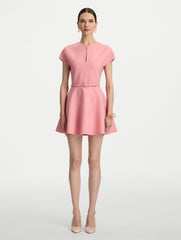 Oscar de la Renta Split Neck Wool Mini Dress