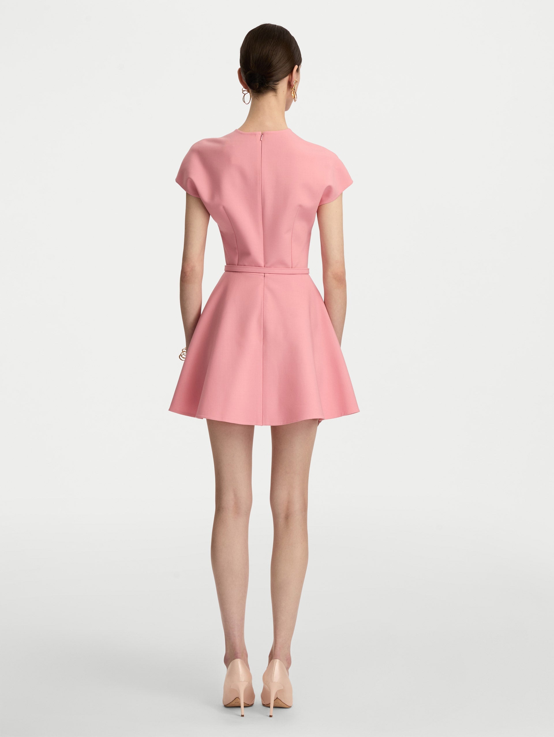 Oscar de la Renta Split Neck Wool Mini Dress