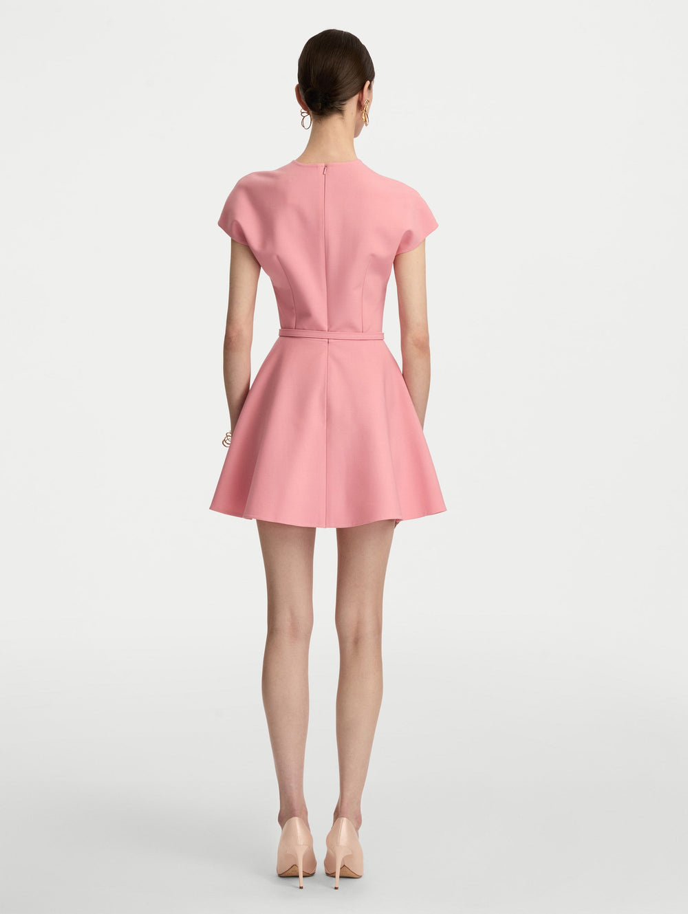 Oscar de la Renta Split Neck Wool Mini Dress