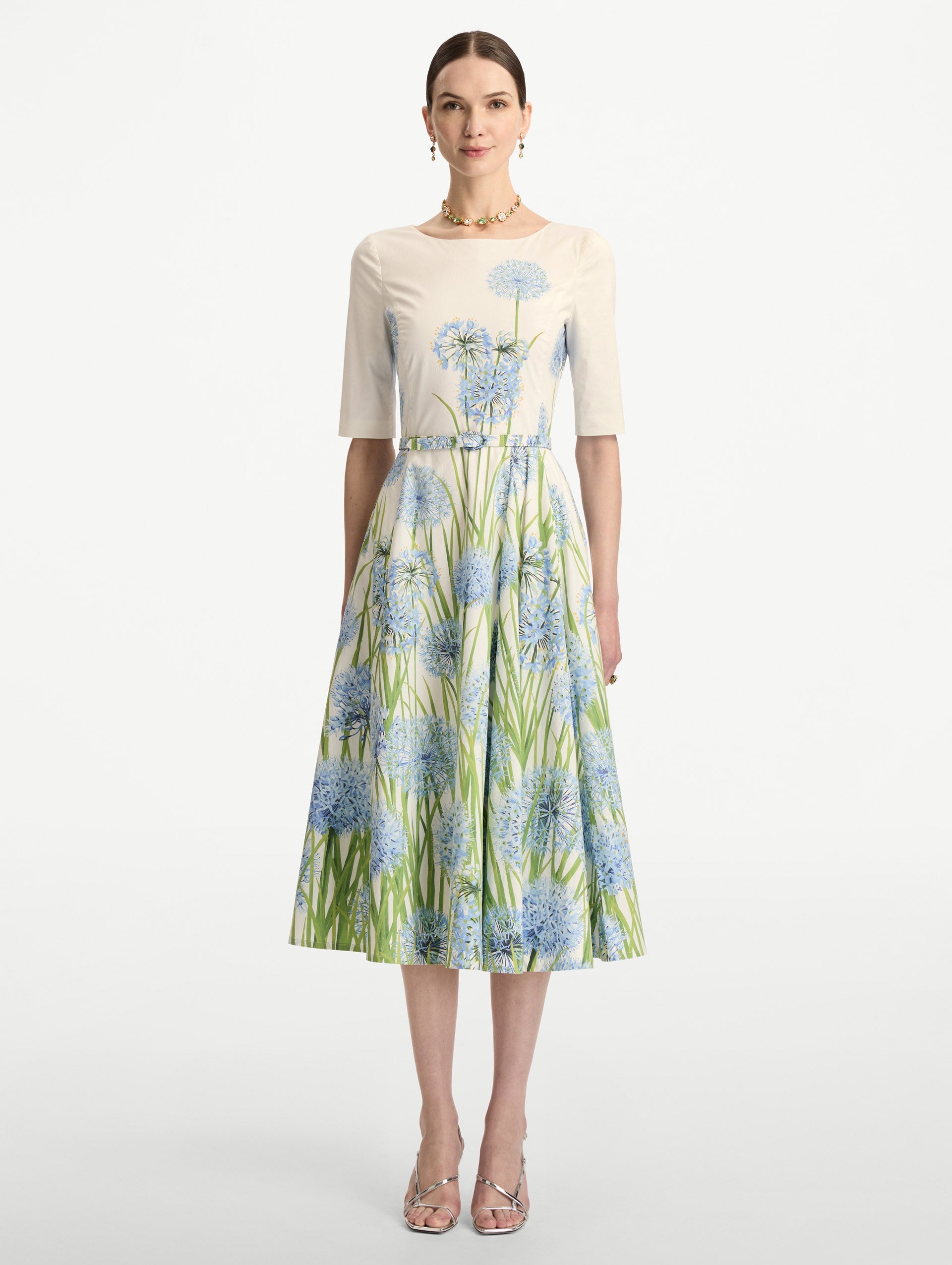 Oscar de la Renta Degradé Allium Cotton Poplin Dress