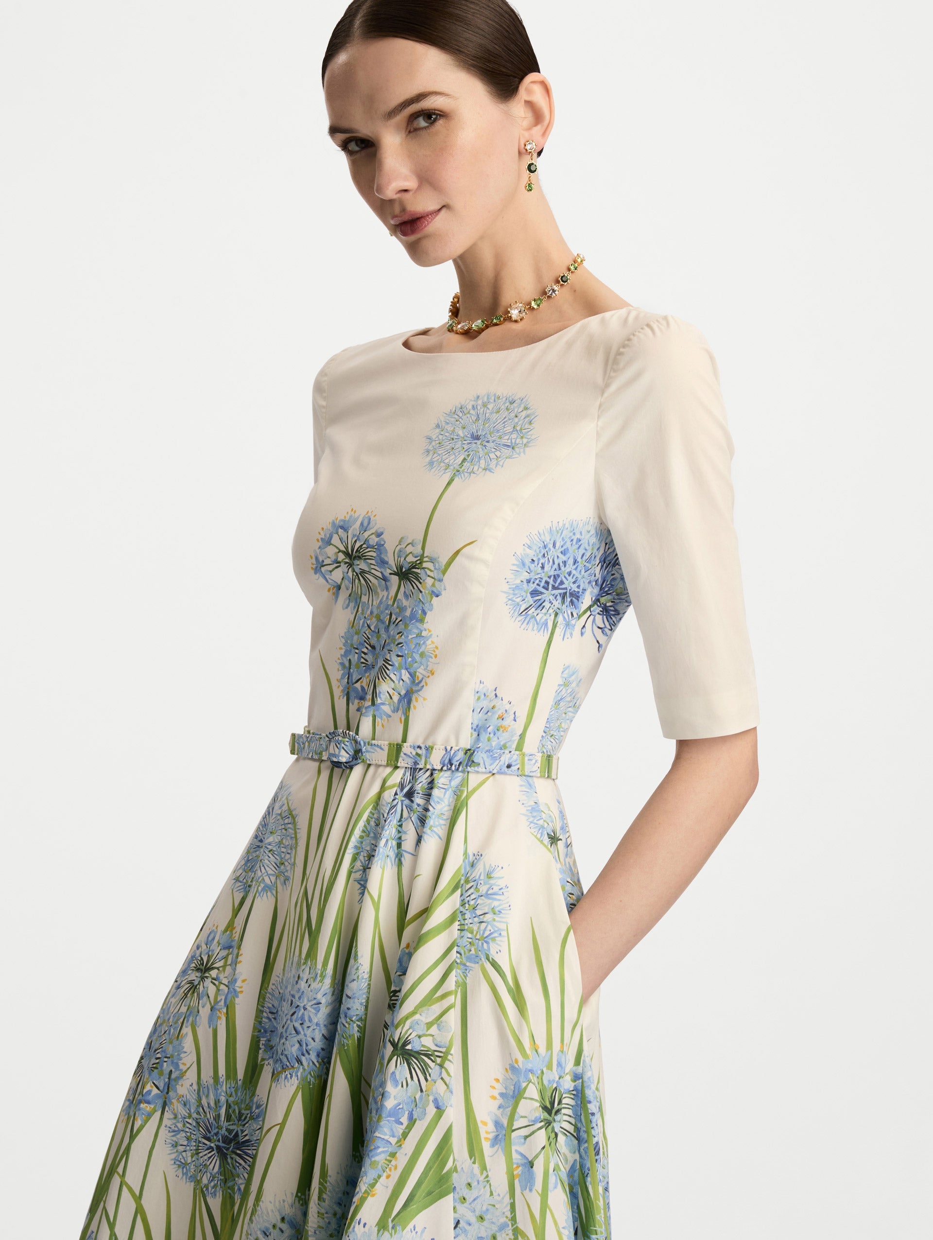 Oscar de la Renta Degradé Allium Cotton Poplin Dress