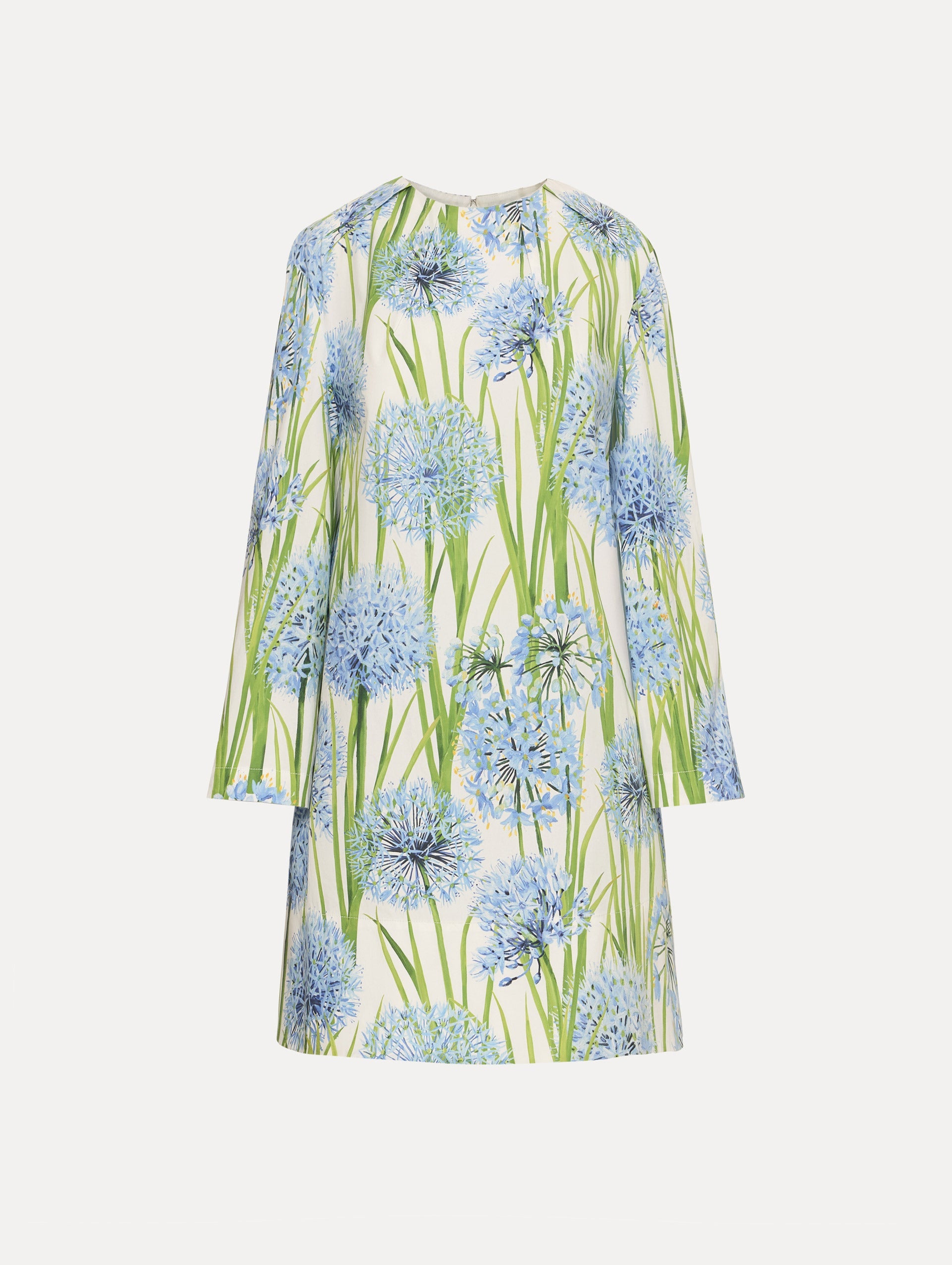 Oscar de la Renta Allium Cotton Poplin Long Sleeve Shift Dress