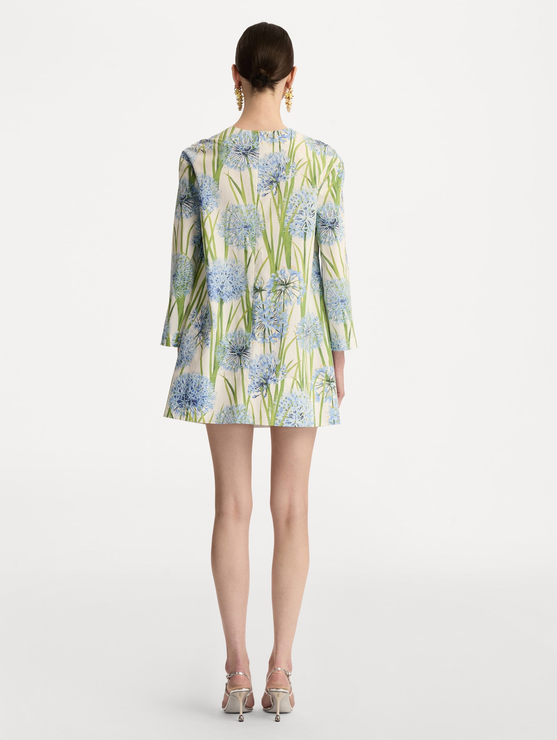 Oscar de la Renta Allium Cotton Poplin Long Sleeve Shift Dress