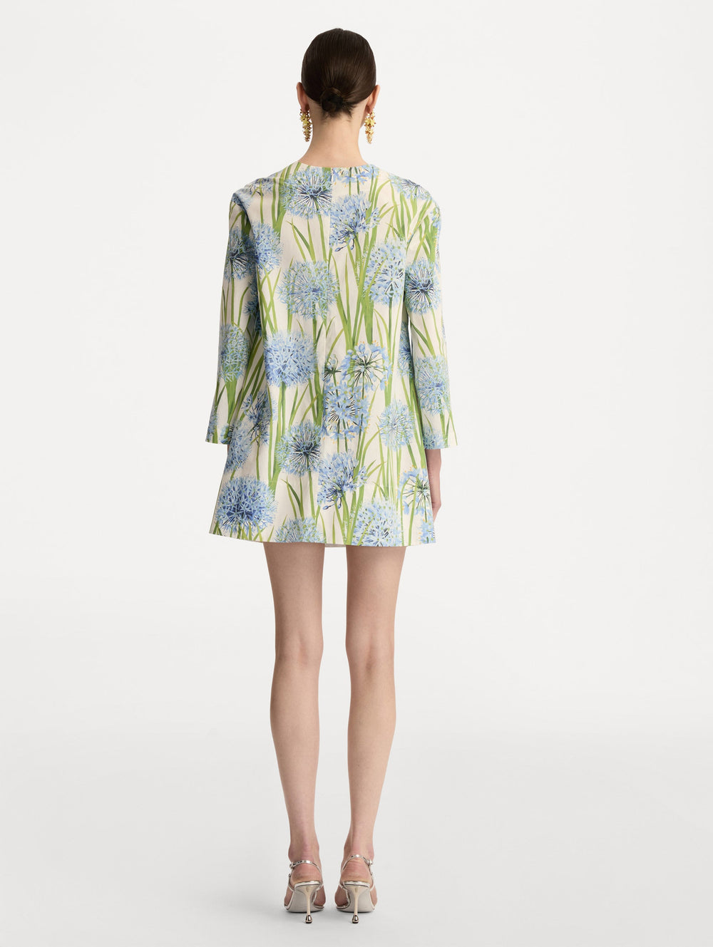 Oscar de la Renta Allium Cotton Poplin Long Sleeve Shift Dress