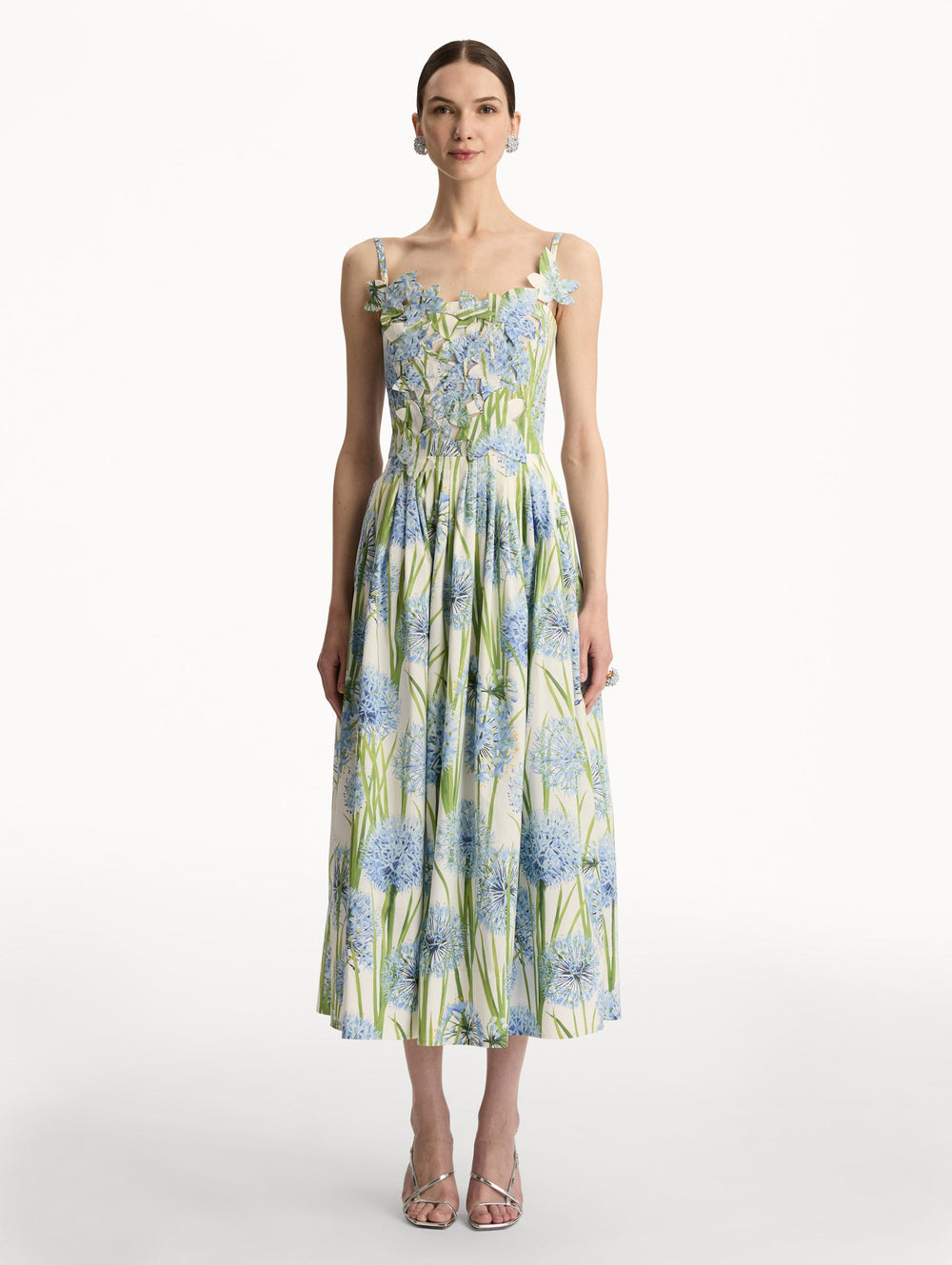 Oscar de la Renta Allium Embroidered Cotton Poplin Dress