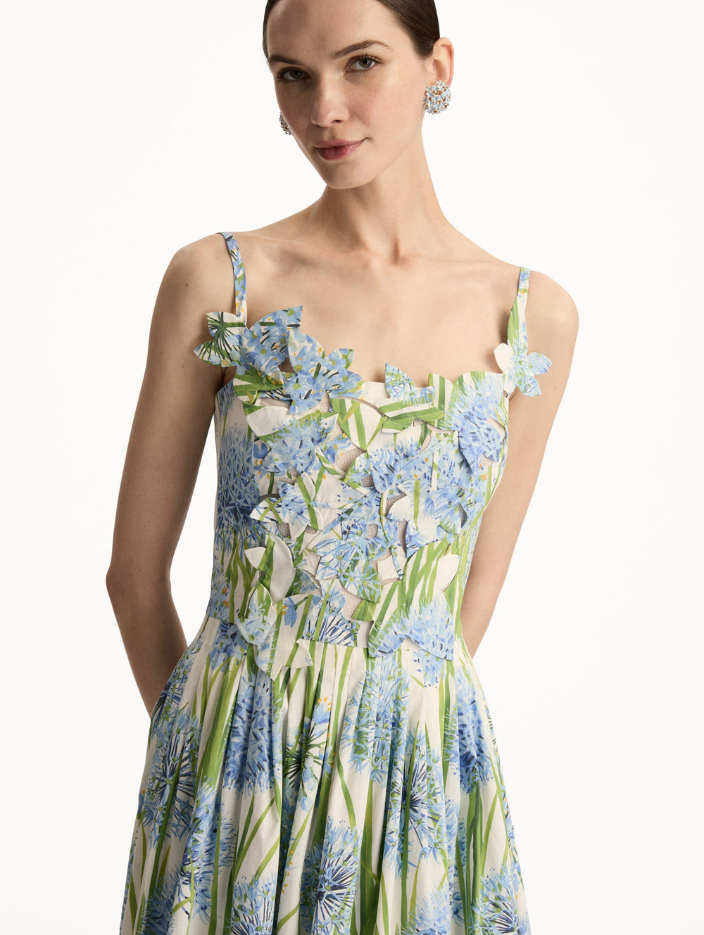 Oscar de la Renta Allium Embroidered Cotton Poplin Dress