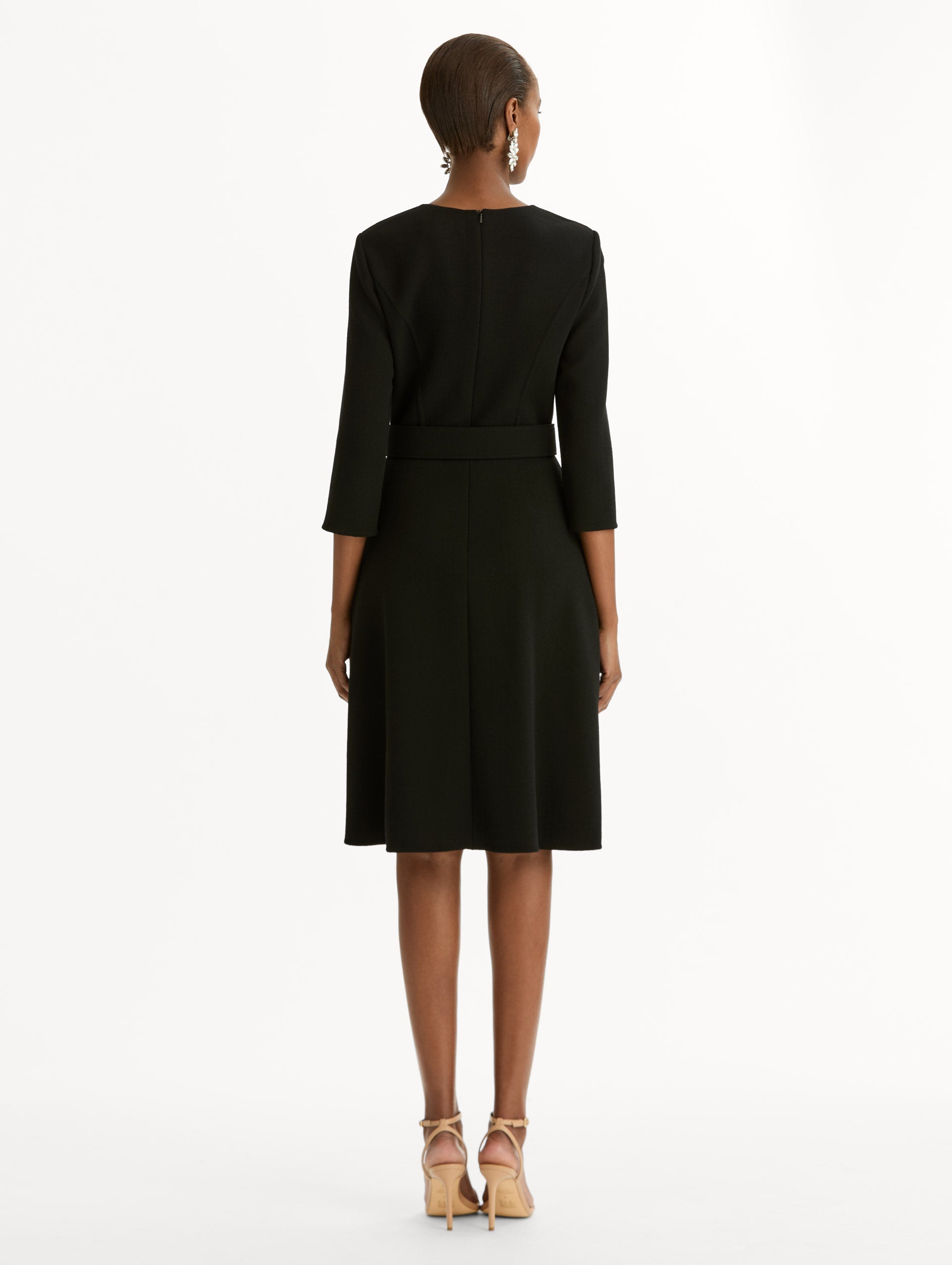 Oscar de la Renta Split-Sleeve Wool-Blend Dress