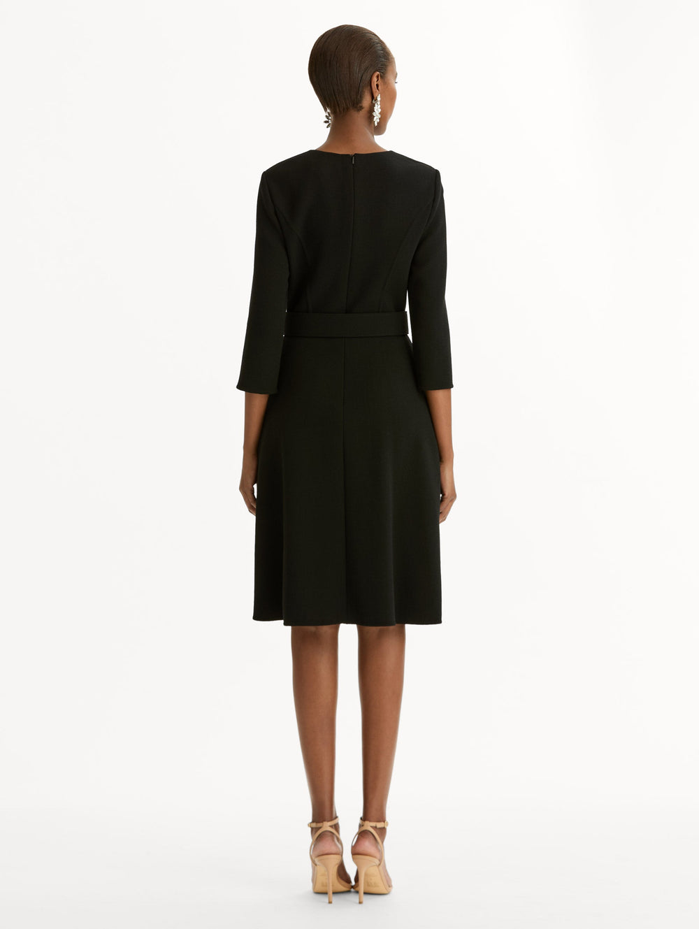 Oscar de la Renta Split-Sleeve Wool-Blend Dress