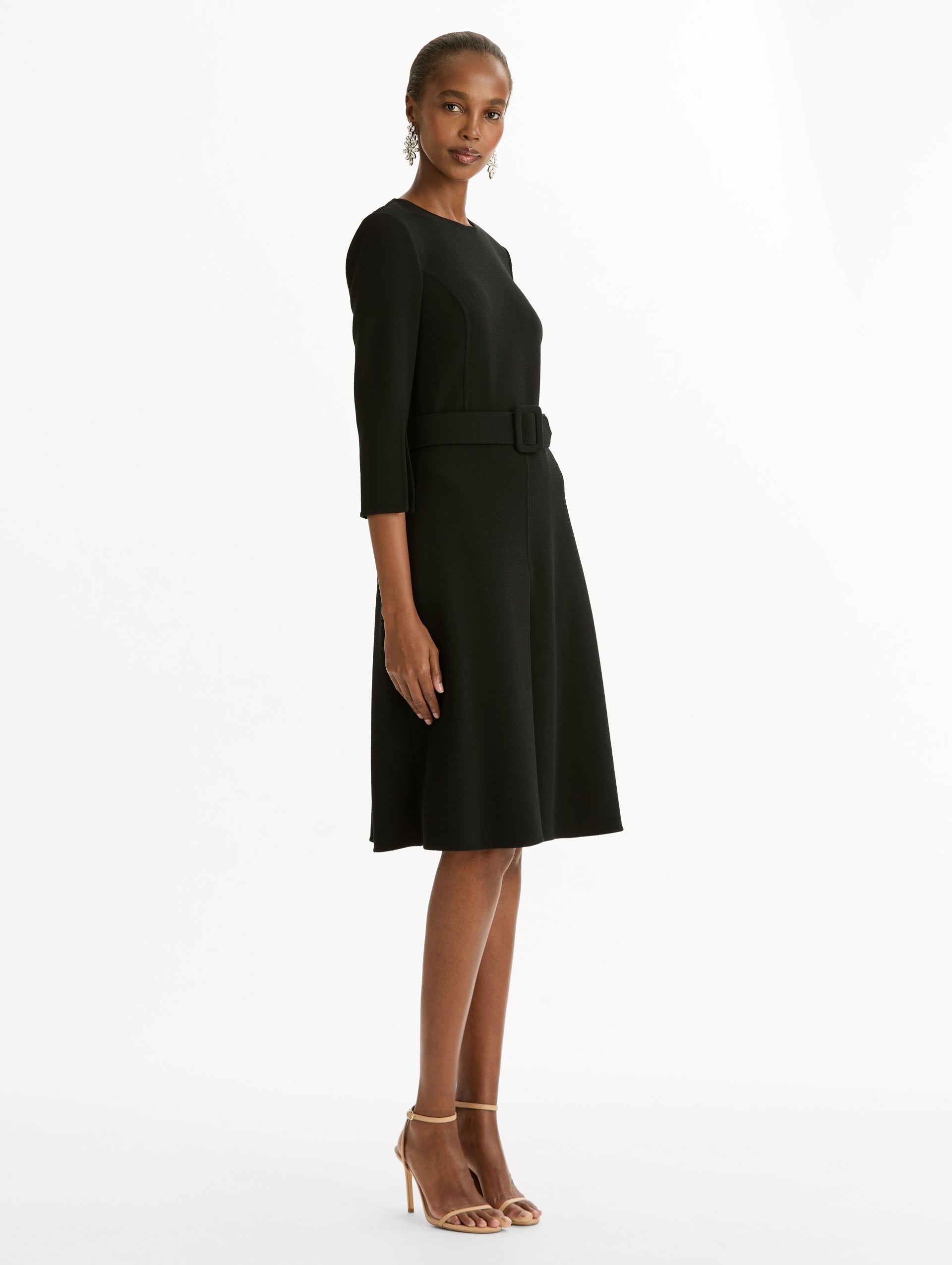 Oscar de la Renta Split-Sleeve Wool-Blend Dress