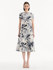 Oscar de la Renta Chiné Palm Leaves Knit Dress