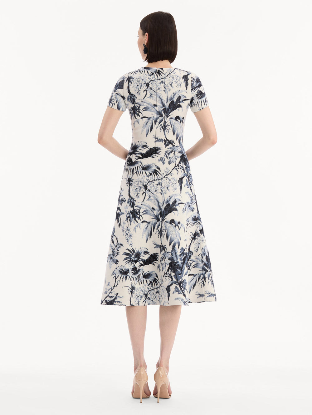 Oscar de la Renta Chiné Palm Leaves Knit Dress