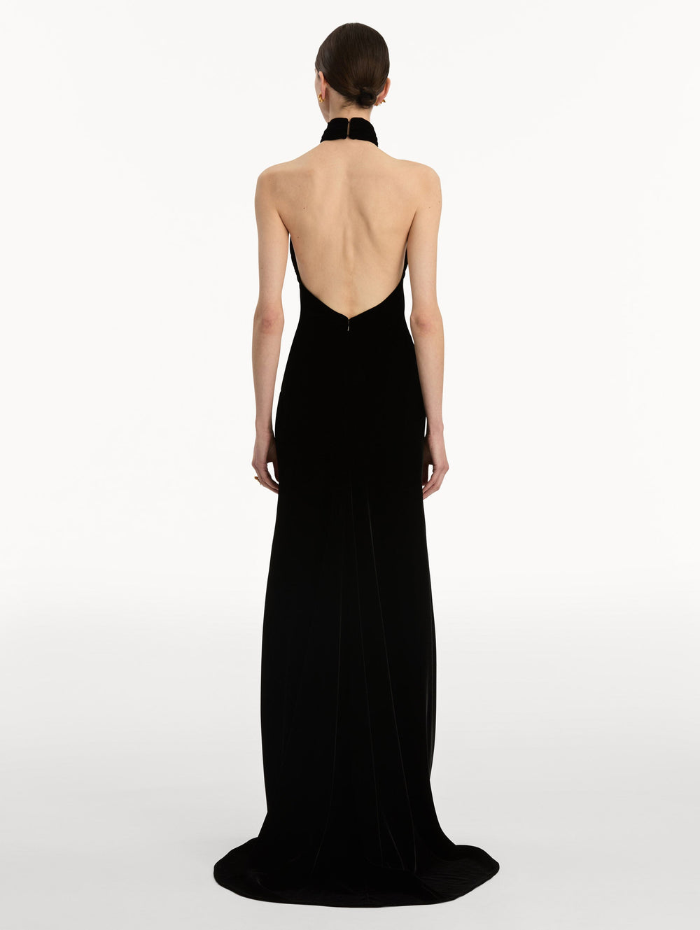 Oscar de la Renta Gold Leaf Embroidered Velvet Gown