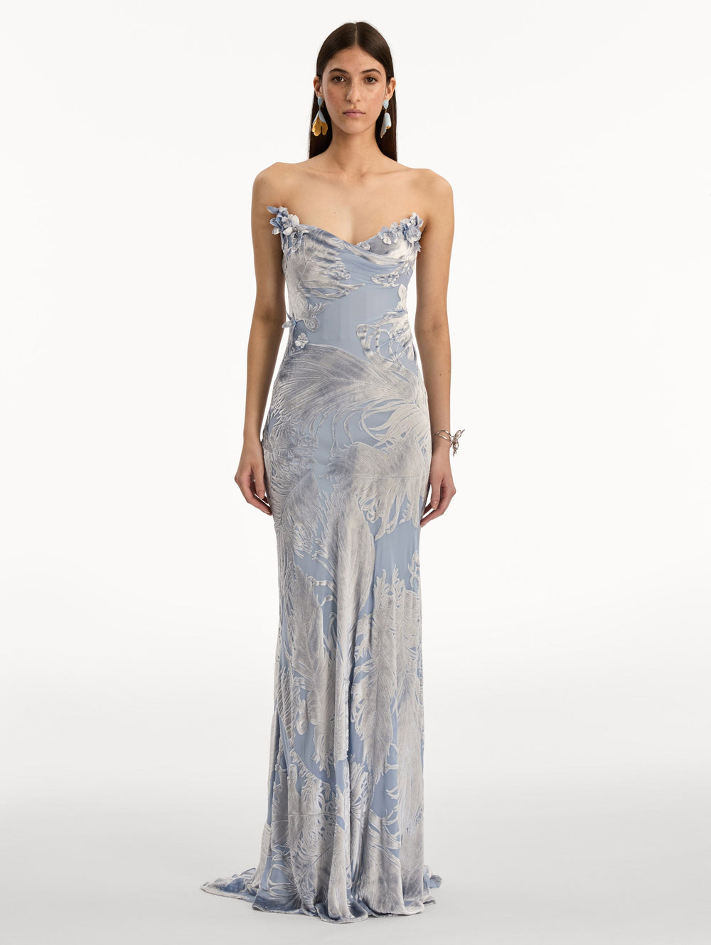 Oscar de la Renta Feather Velvet Devoré Gown