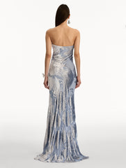 Oscar de la Renta Feather Velvet Devoré Gown