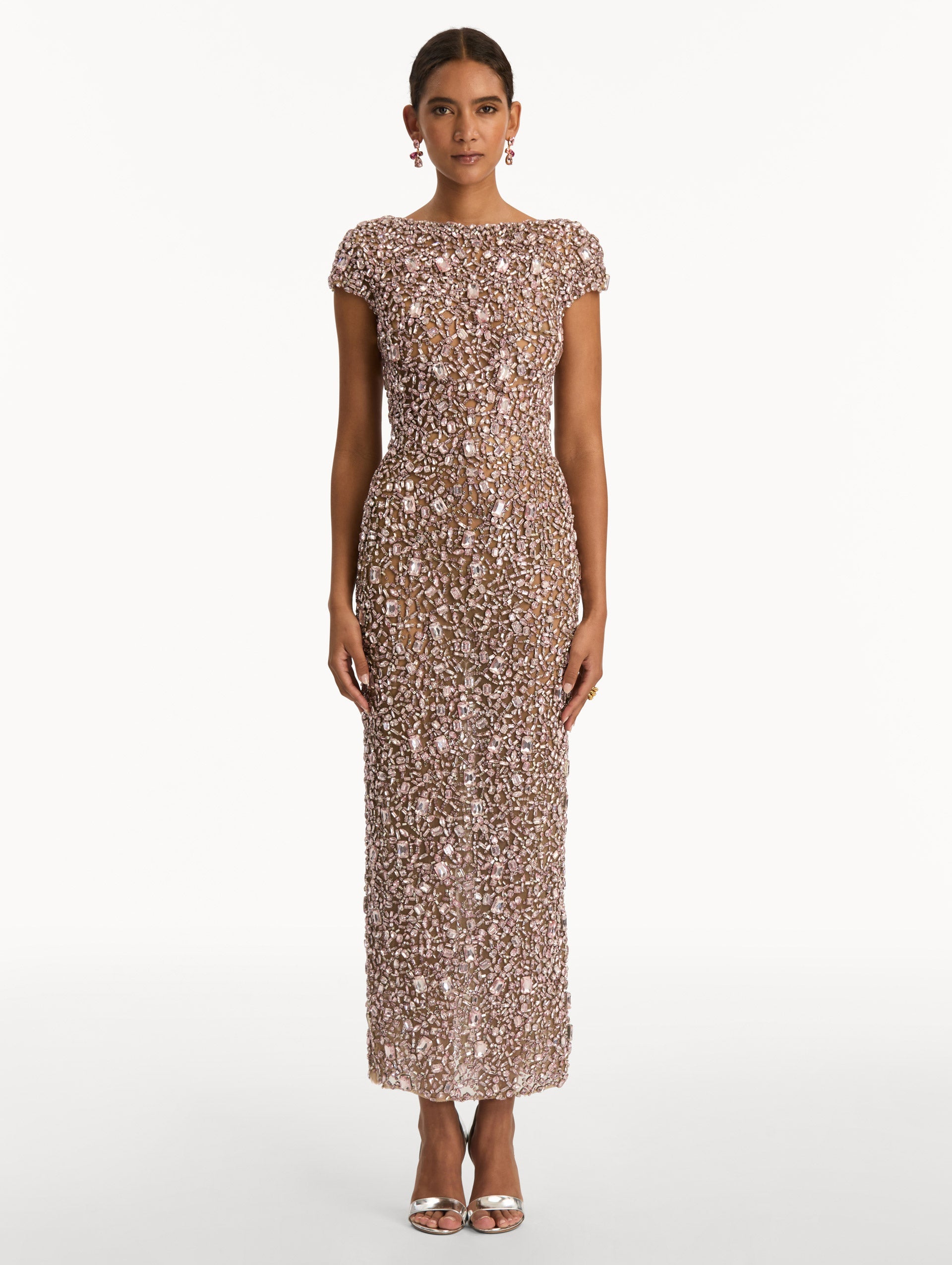 Oscar de la Renta Mosaic Crystal Embroidered Gown