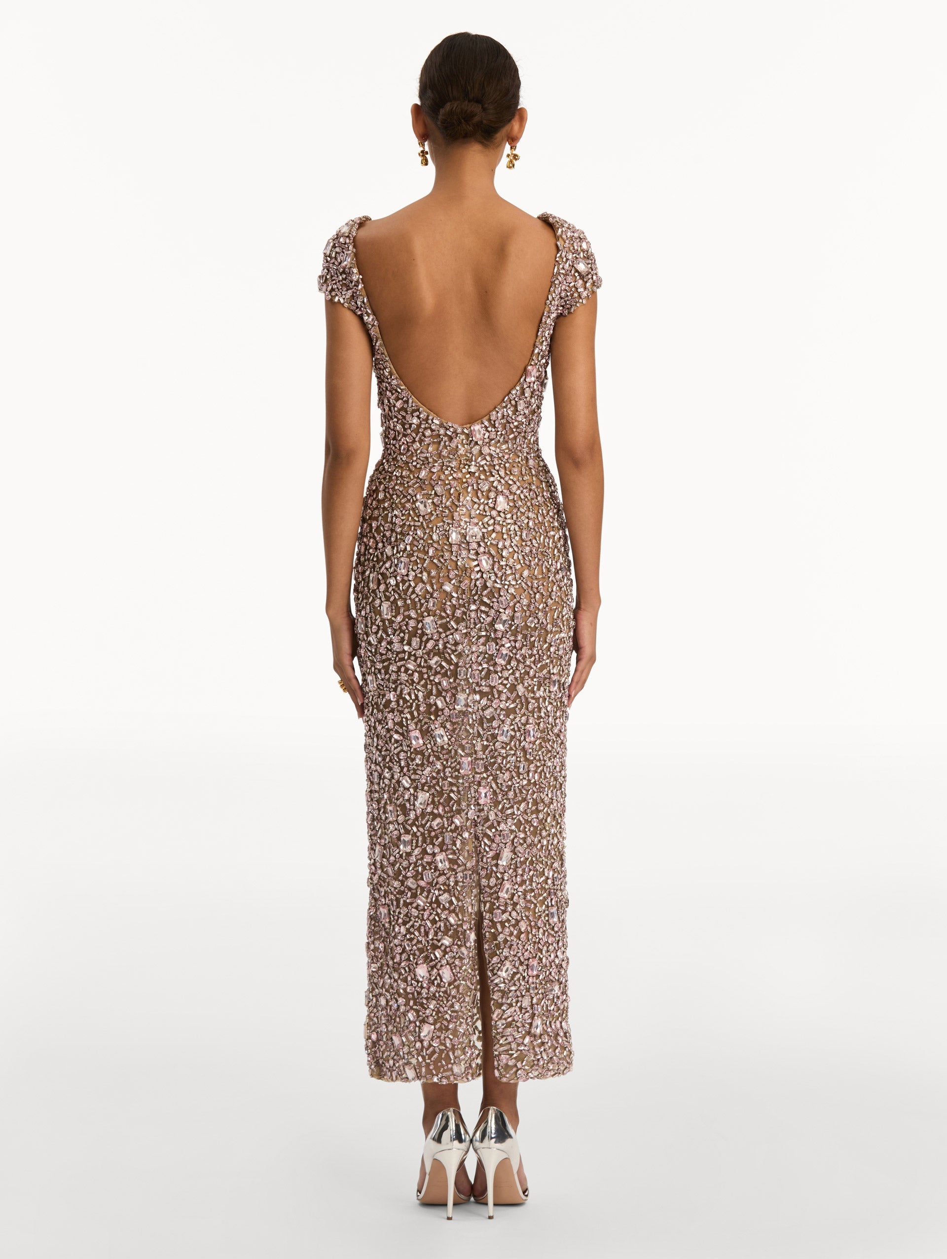 Oscar de la Renta Mosaic Crystal Embroidered Gown