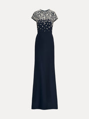 Oscar de la Renta Mosaic Crystal Embroidered Cady Gown